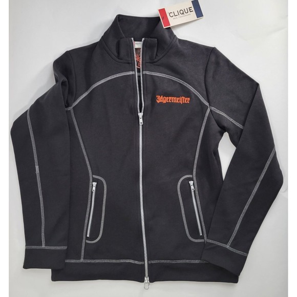 Jagermeister Full Zip Up Jacket Black orange Size XS Extra Small NWT Clique - Picture 1 of 5